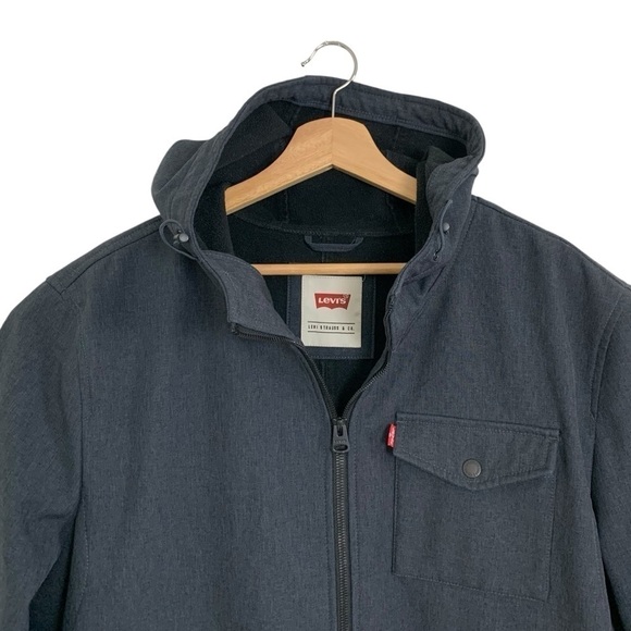 Levi’s Fleece Lined Hooded Trucker Jacket Mens XXL Navy Blue - Picture 3 of 16